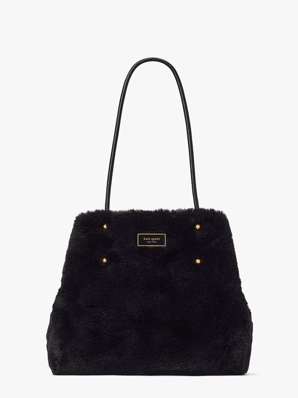Black Kate Spade Everything Faux Fur Medium Long Handles Women's Tote Bags | 29705-YQHI
