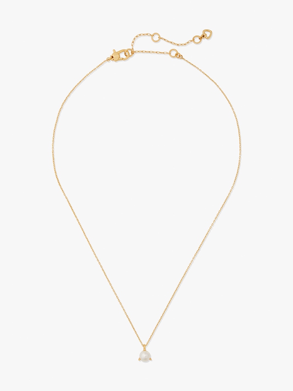 Cream / Gold Kate Spade Brilliant Statements Tri-Prong Pendant Women's Necklace | 70539-LZFY